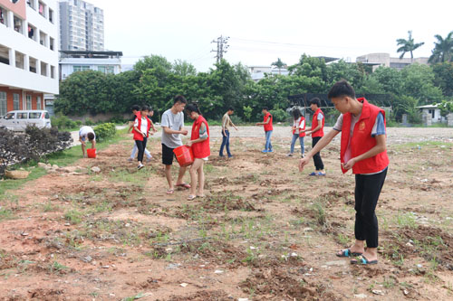 志愿者播撒花种