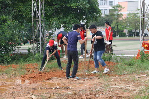 志愿者们清理空地石块